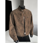 Gemini saidUrban Edge: The Essential Stand-Collar Moto Jacket - brown