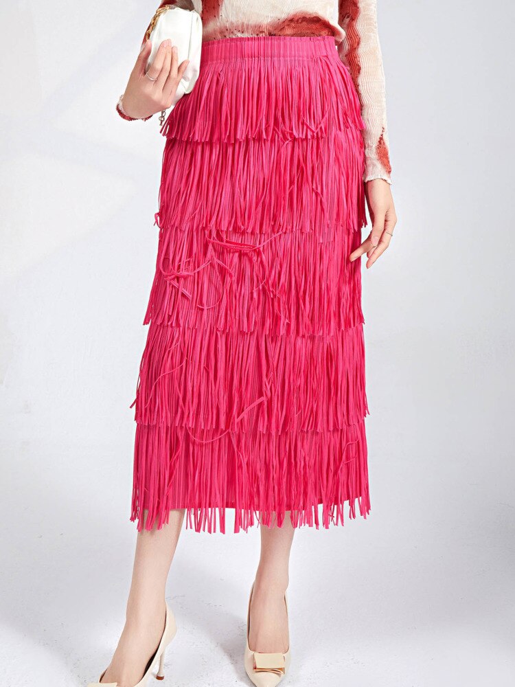 Pleated Tassels Skirt - runwayfashionista.com