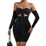Long Sleeved Chest Wrapped Dress