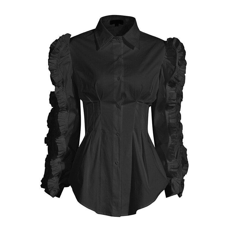 Three-dimensional Ruffles Loose Blouse - runwayfashionista.com