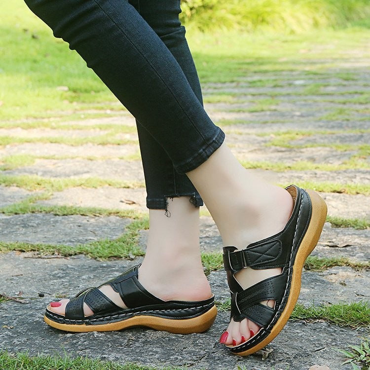 Sandals with thick soles and sloping heels - runwayfashionista.com