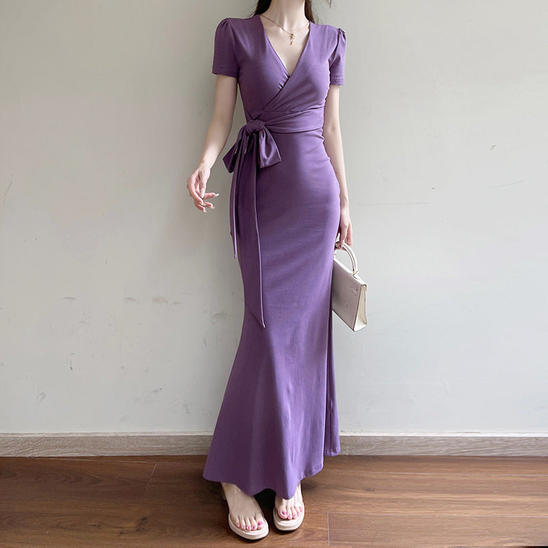 Summer Sleek: The Deep V-Strap Midi Dress