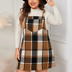 Edgy Plus Size Plaid Overall Mini Dress