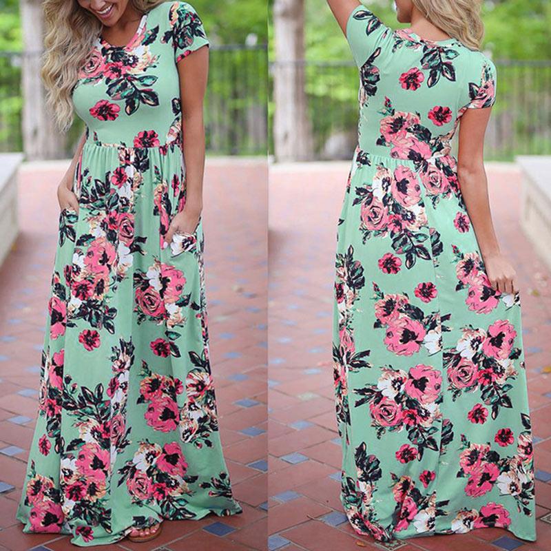 Floral Print Boho Evening Maxi Dress - runwayfashionista.com