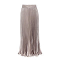 Glossy pleated long skirt