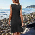 Pocketed Slit V-Neck Sleeveless Dress -runwayfashionista.com
