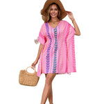 Bohemian Vacation Style Printed Sweet Mini Dress - Pink