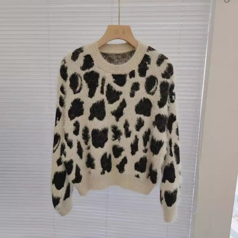 Leopard Print Knitted Sweater