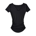 Half open solid color threaded short sleeved shirt