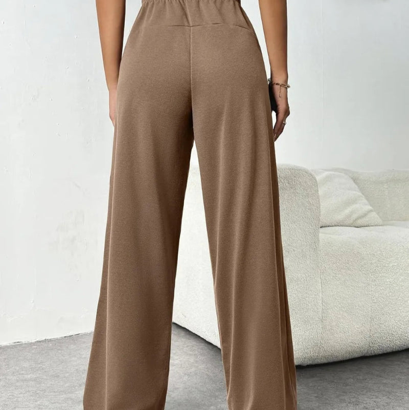 Drawstring Wide Leg Pants with Pockets -runwayfashionista.com