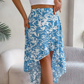 High-Low Printed High Waist Skirt
