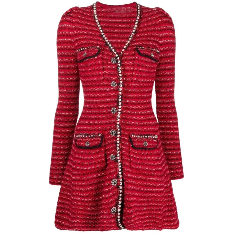 Red Knitted Mini Dress