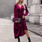 Luxe Velvet: Wine Red Lace Dress