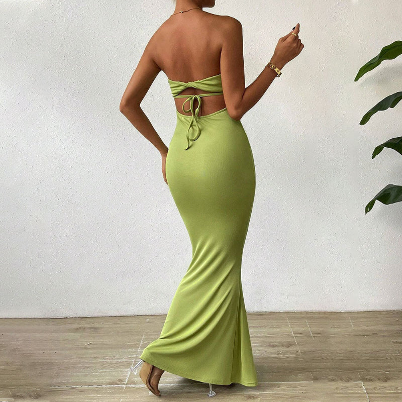 Green Strapless Backless Maxi Dress - Sexy Slim Fit for Summer - runwayfashionista.com