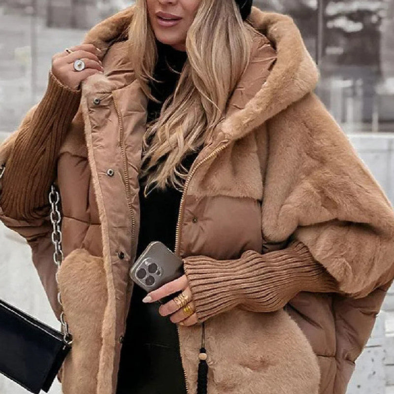 Chic Long Sleeve Hooded Jacket - brown