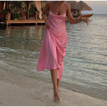 Elegant Sleeveless Midi Dresses - pink
