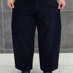 Black 3D Tailored Wide-Leg Cropped Pants