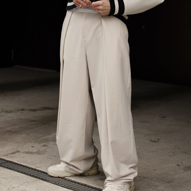 High-waisted Pleated Casual Pants