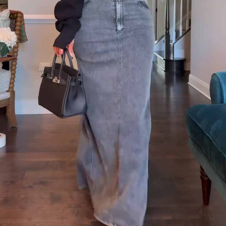 Denim Bodycon Maxi Skirt