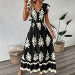 High-waisted, Figure-flattering, Elegant Maxi Dress - black