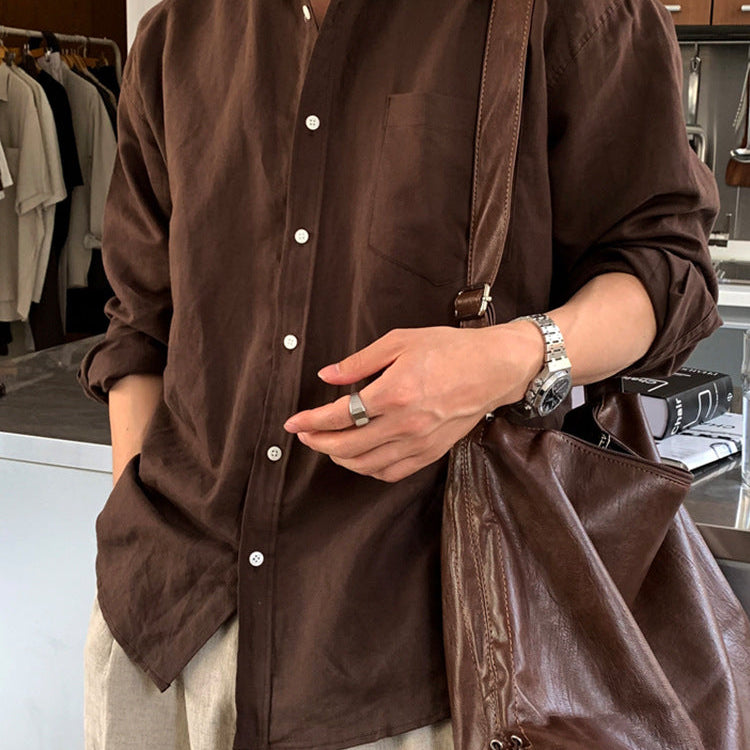 Cotton And Linen Long-sleeved Shirt