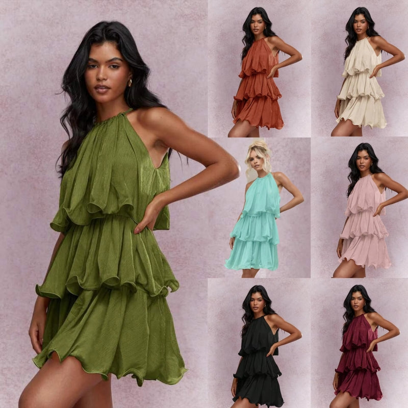 Ruffled Hem Elegant Mini Party Dress