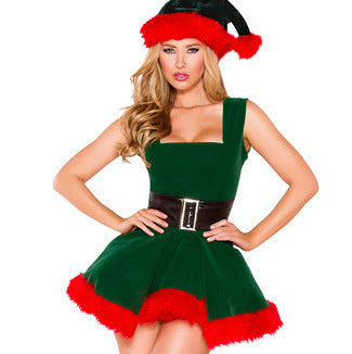 Green Christmas Elf Costume with Hat
