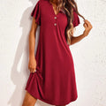 Short Sleeved V-neck Dress - runwayfashionista.com