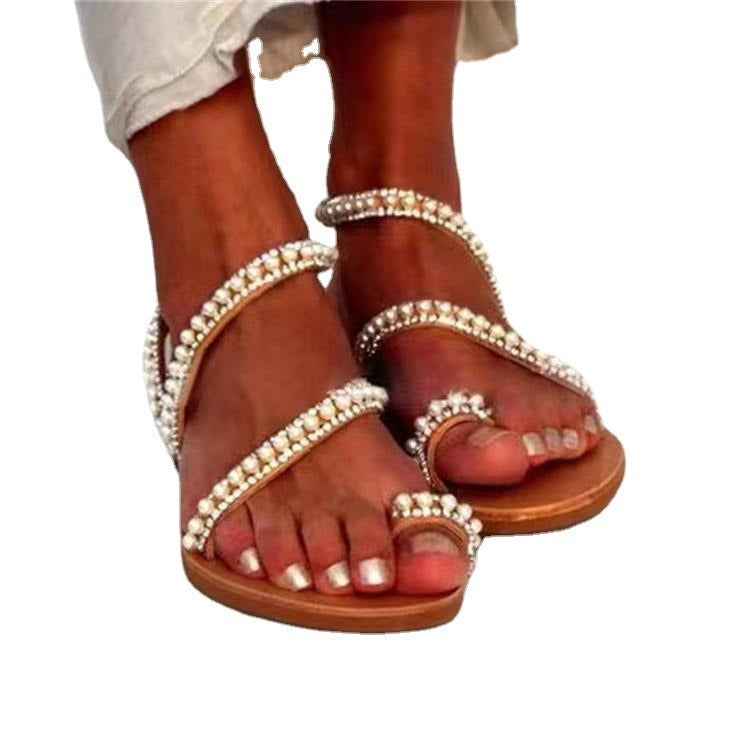 Flat Bottom Rhinestone Sandals