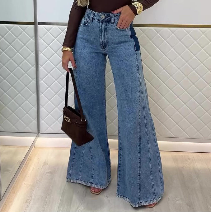 Trendy Light Blue High - Waisted Flared Jeans