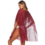Make a bold statement with this sheer red chiffon mesh cover up