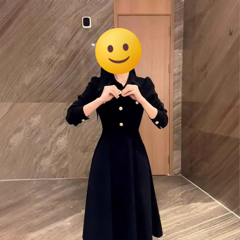 Black Hepburn Style Midi Dress