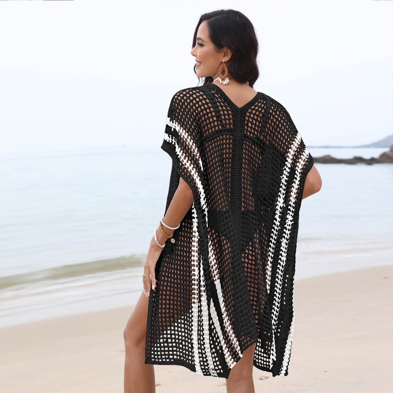 This crochet hollow bikini cover-up adds a bold, edgy touch to your beach look while letting your swimsuit peek through effortlessly.
