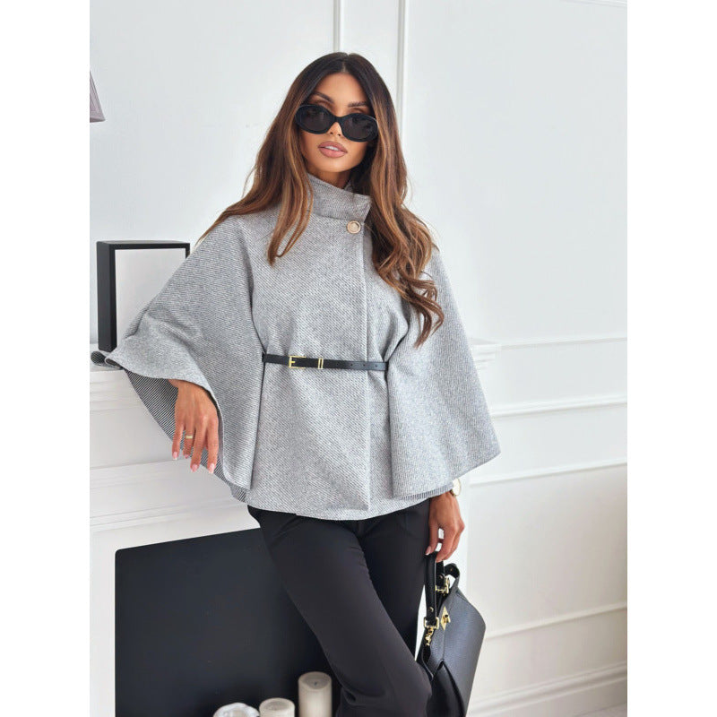Elegant Woolen Cape Coat: Pure Sophistication - runwayfashionista.com