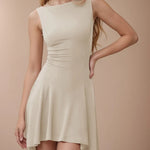 High-Low Round Neck Sleeveless Mini Dress
