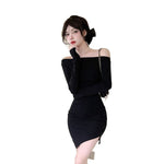 Seductive Off-Shoulder Long Sleeve Mini Dress