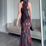 Flocked Strappy Maxi Dress