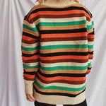 Contrast Stripes Button Up Long Sleeve Cardiganrunwayfashonista.com