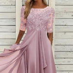 Elevate Your Presence: The Elegant Chiffon Lace Hollow-Out Maxi Dress
