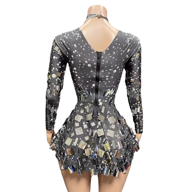 Sparkling Sequins Long Sleeved Mini Dress