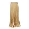 Glossy pleated long skirt