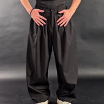 Black High Waist Multi-Pleated 3D Wide-Leg Pants