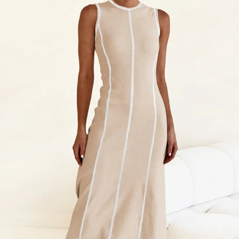 Contrast Stitching Maxi Tank Dress