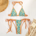 Contrasting Print Strap Sexy Bikini - runwayfashionista.com