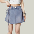 Two-Piece A-Line Denim Skirt Shorts
