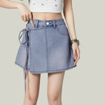 Two-Piece A-Line Denim Skirt Shorts