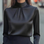 Elegant Pleated Long-Sleeve Shirt