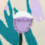V-neck Long Sleeve Contrast Cardigan - runwayfashionista.com