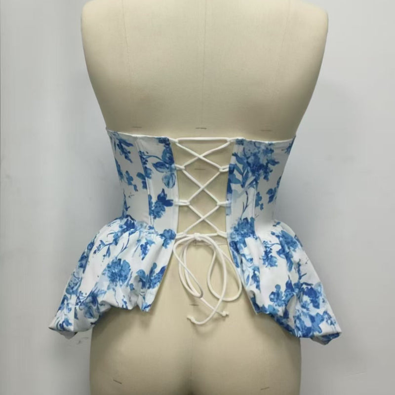Fishtail Hem Boning Bustier Top