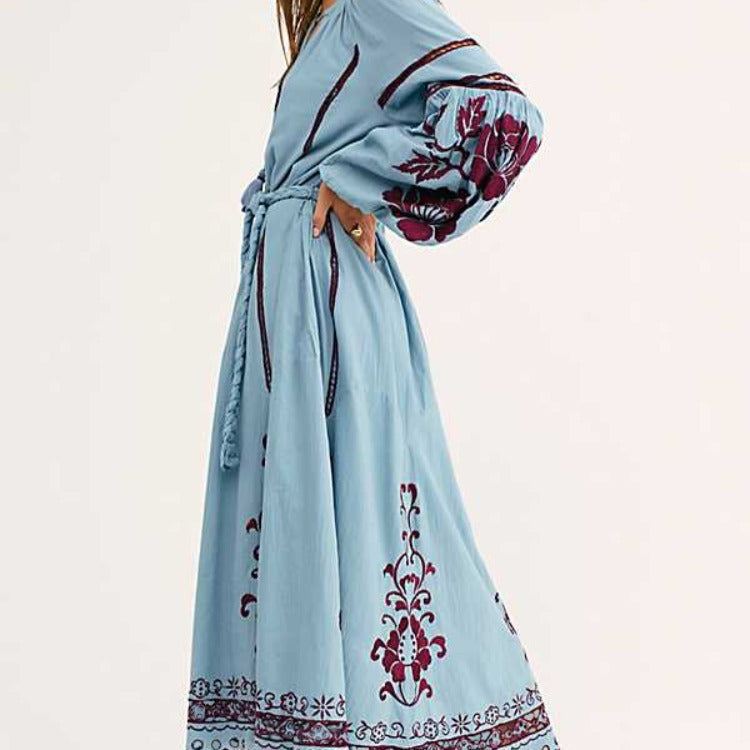 Bohemian Lantern Long Sleeve Dress